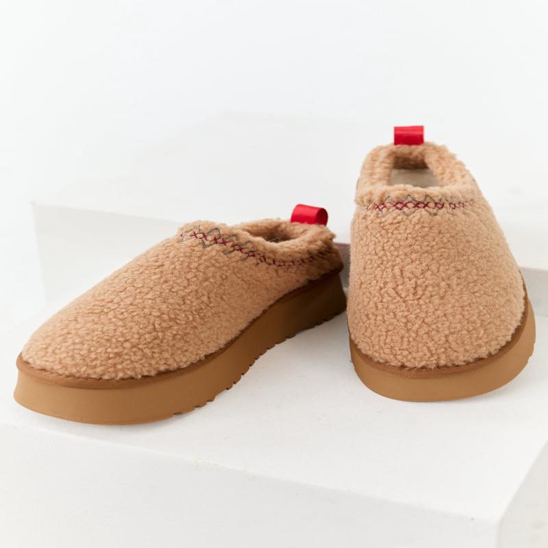 Camel Sherpa Platform Slippers