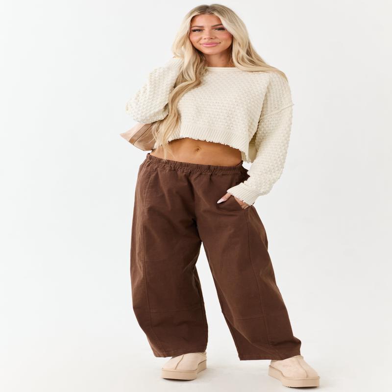 Entro Sepia Wide Leg High Rise Denim Pants