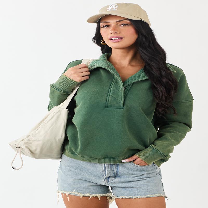 Hunter Green Washed French Terry Sweatshirt