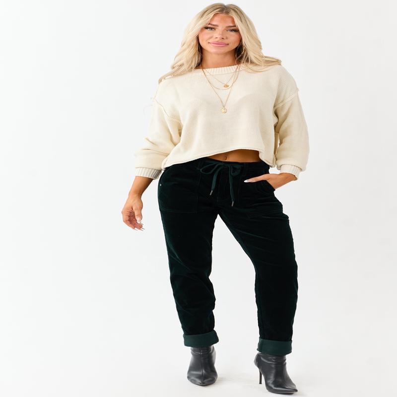 Judy Blue Forest Green Slim Straight Corduroy Pants