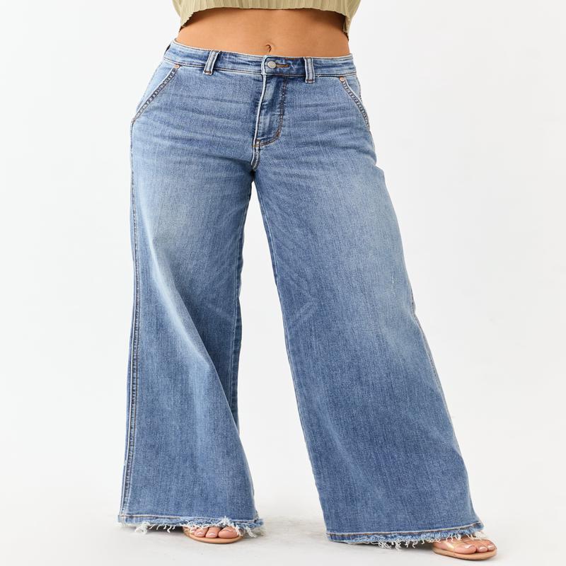 Judy Blue Medium High Rise Retro Wide Stretchy Jeans