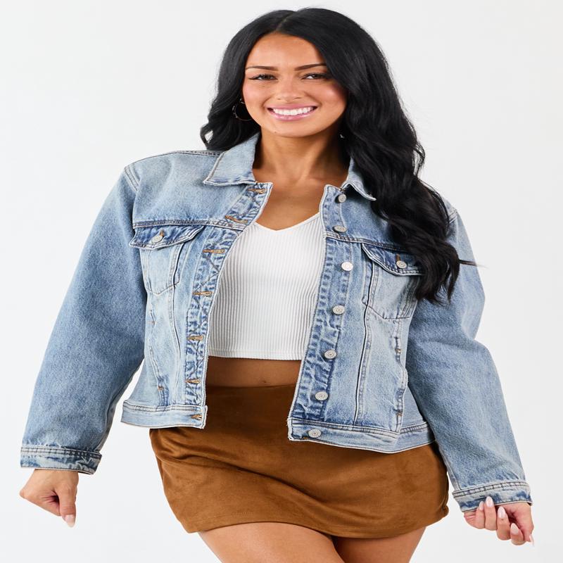 Judy Blue Medium Wash Button Up Denim Jacket