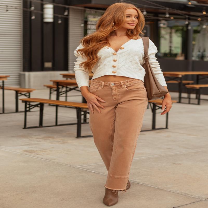 Mica Denim Sandstone Washed Stretchy Straight Jeans