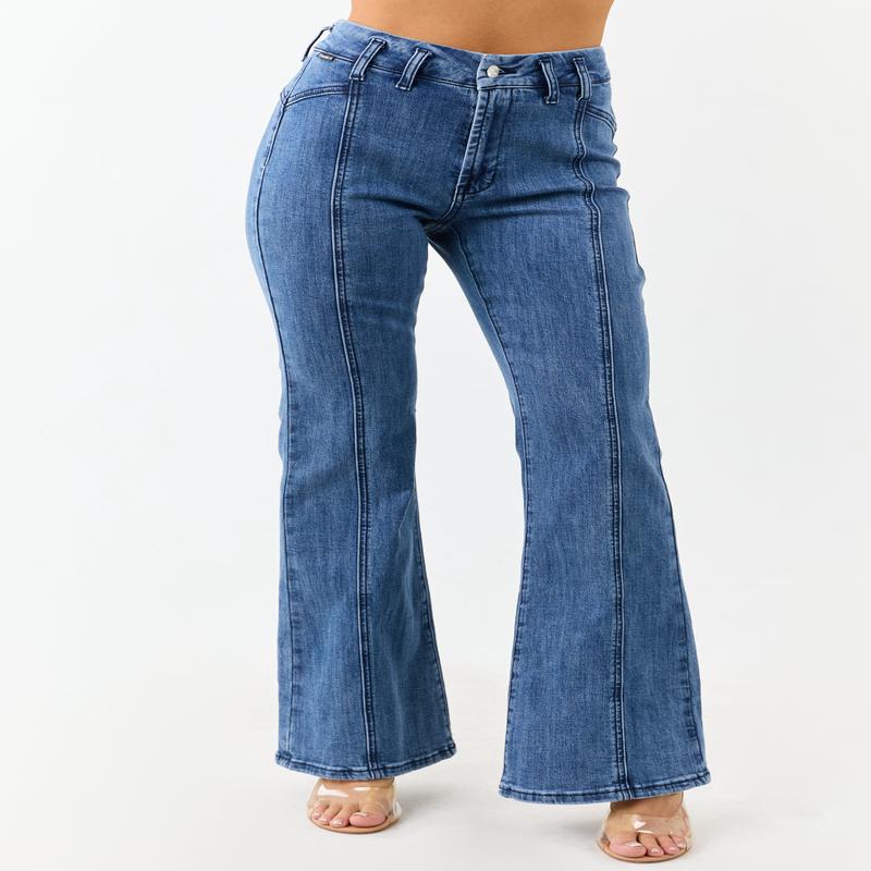 Saige Medium Dark Wash Flare Leg Stretchy Jeans