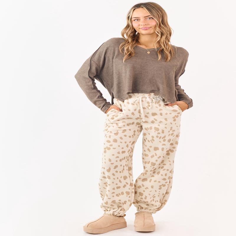Vanilla Soft Knit Cheetah Print Jogger Sweatpants