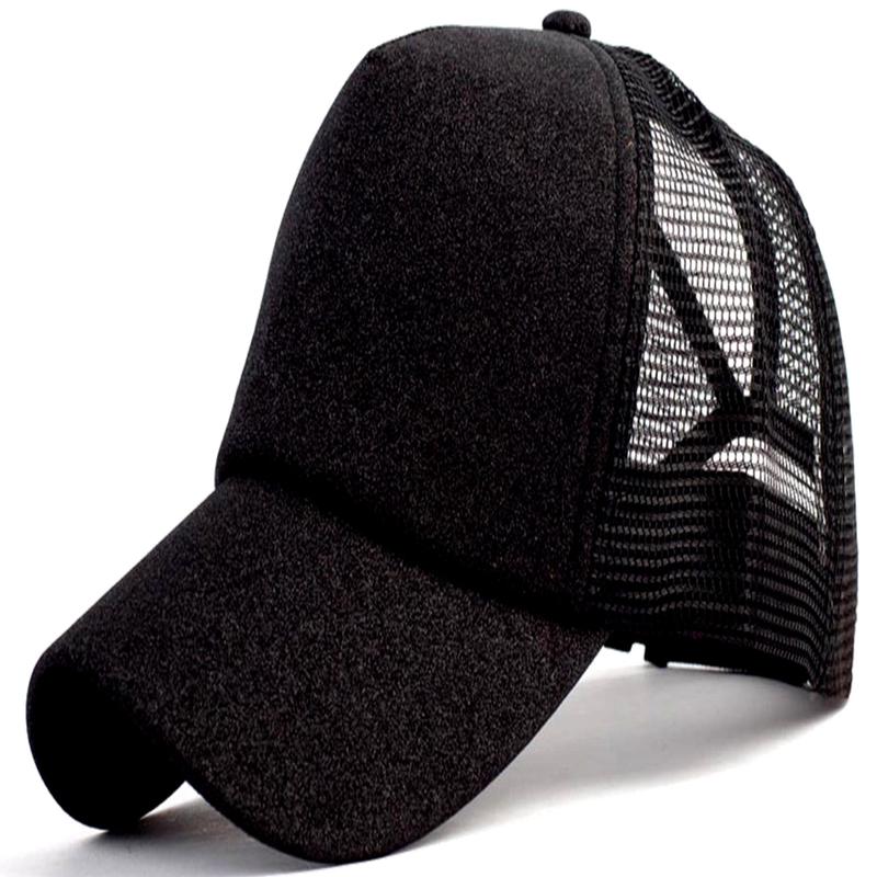 BLACK GLITTER BASEBALL CAPMESH BACK