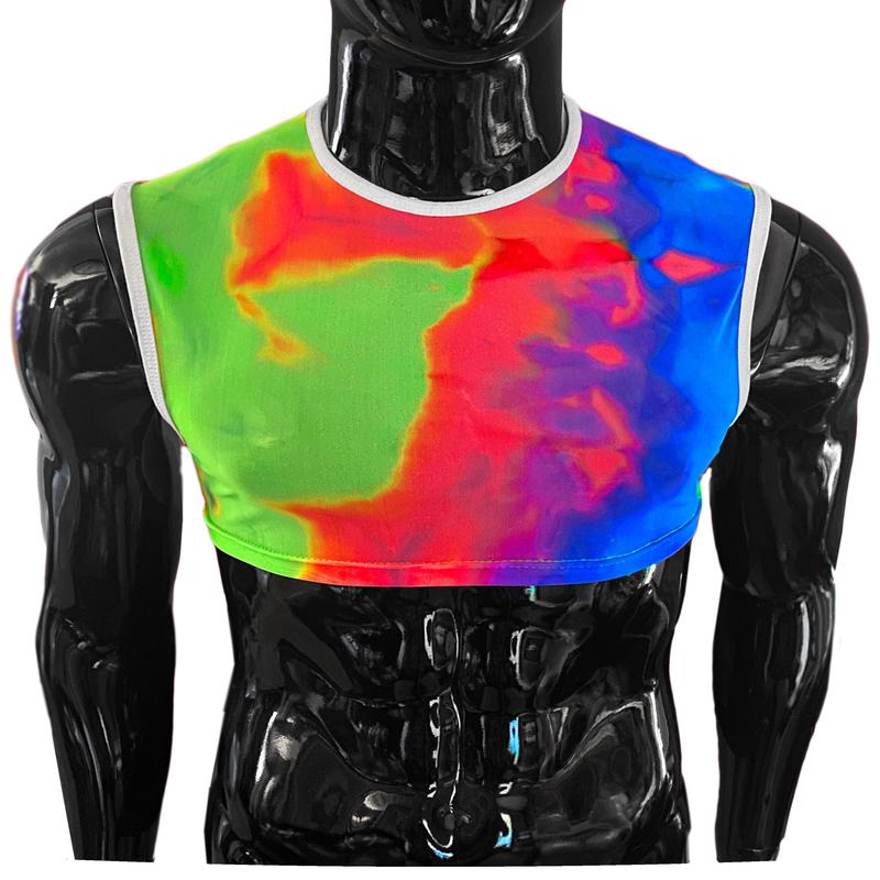 Crop Tank - Rainbow Tie Dye Mesh