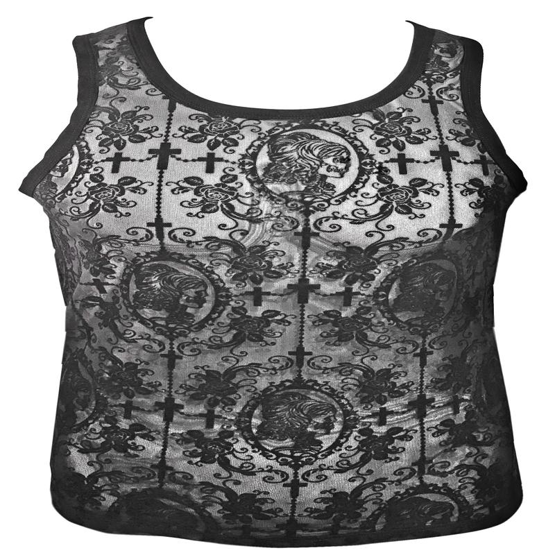 Day of Dead Mesh Tank - Black