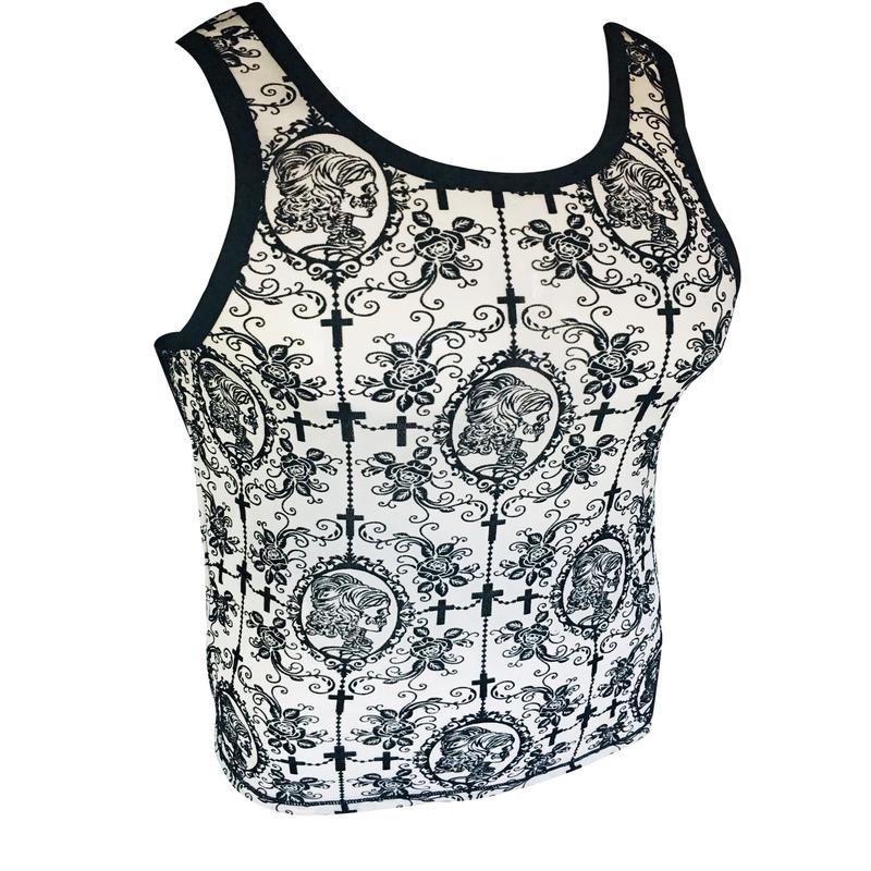 Day of Dead Mesh Tank - White