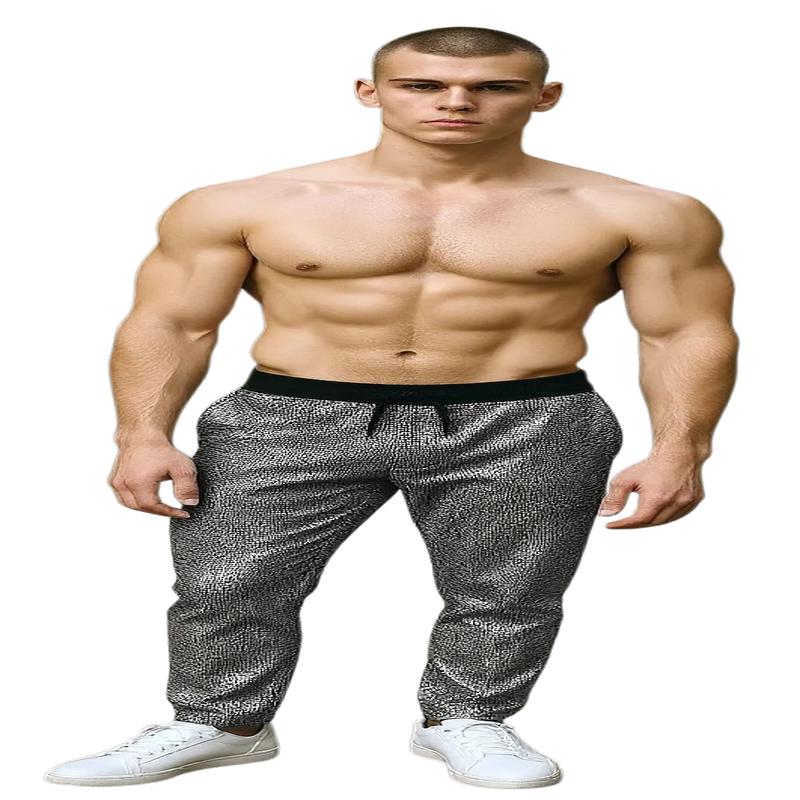 FLAT SEQUINS DRAWSTRING PANTS - BLACK SILVER