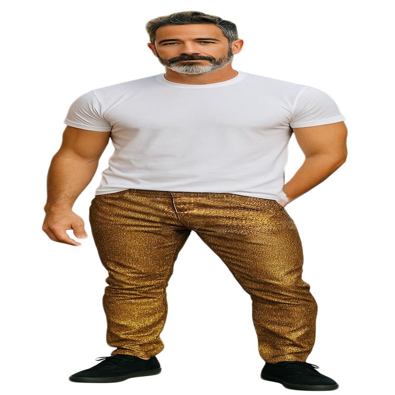 Glitter Elastic Pants - GOLD