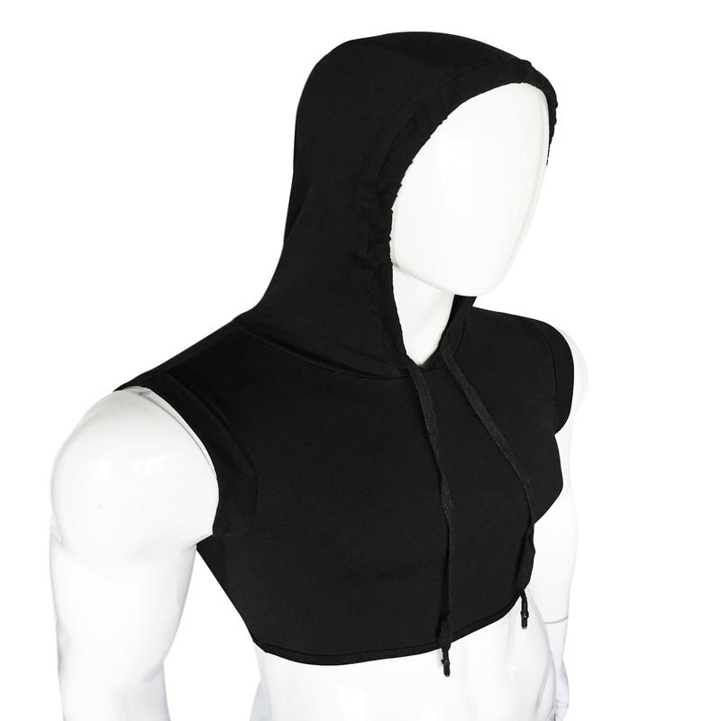 Hooded Crop Tank - Black Cotton