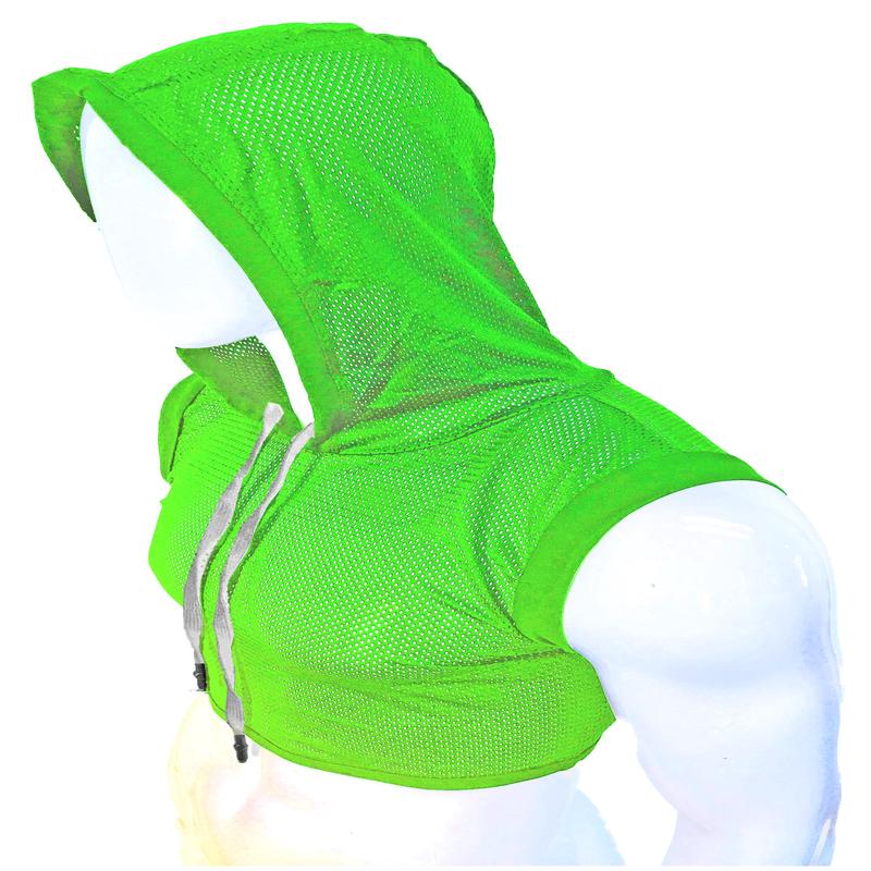 Hooded Crop Tank - Lime Green Sports Mesh