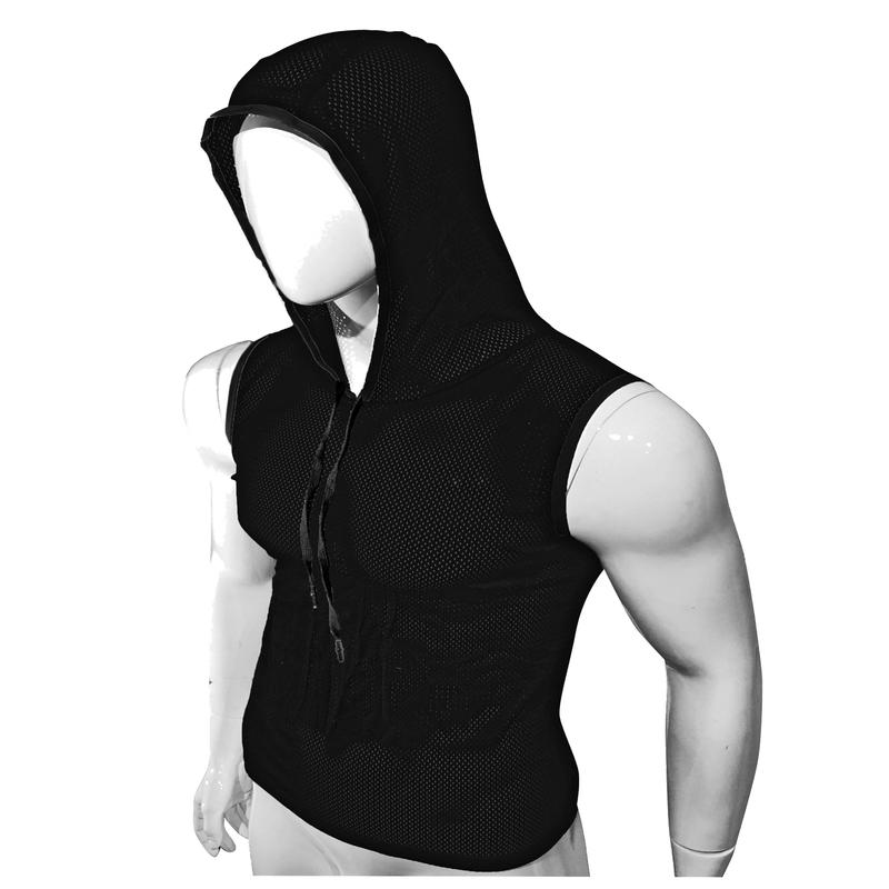 Sports Mesh Hooded Tank Black