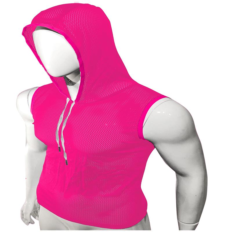Sports Mesh Hooded Tank Hot Pink