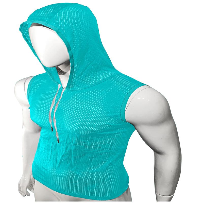 Sports Mesh Hooded Tank Sky Blue