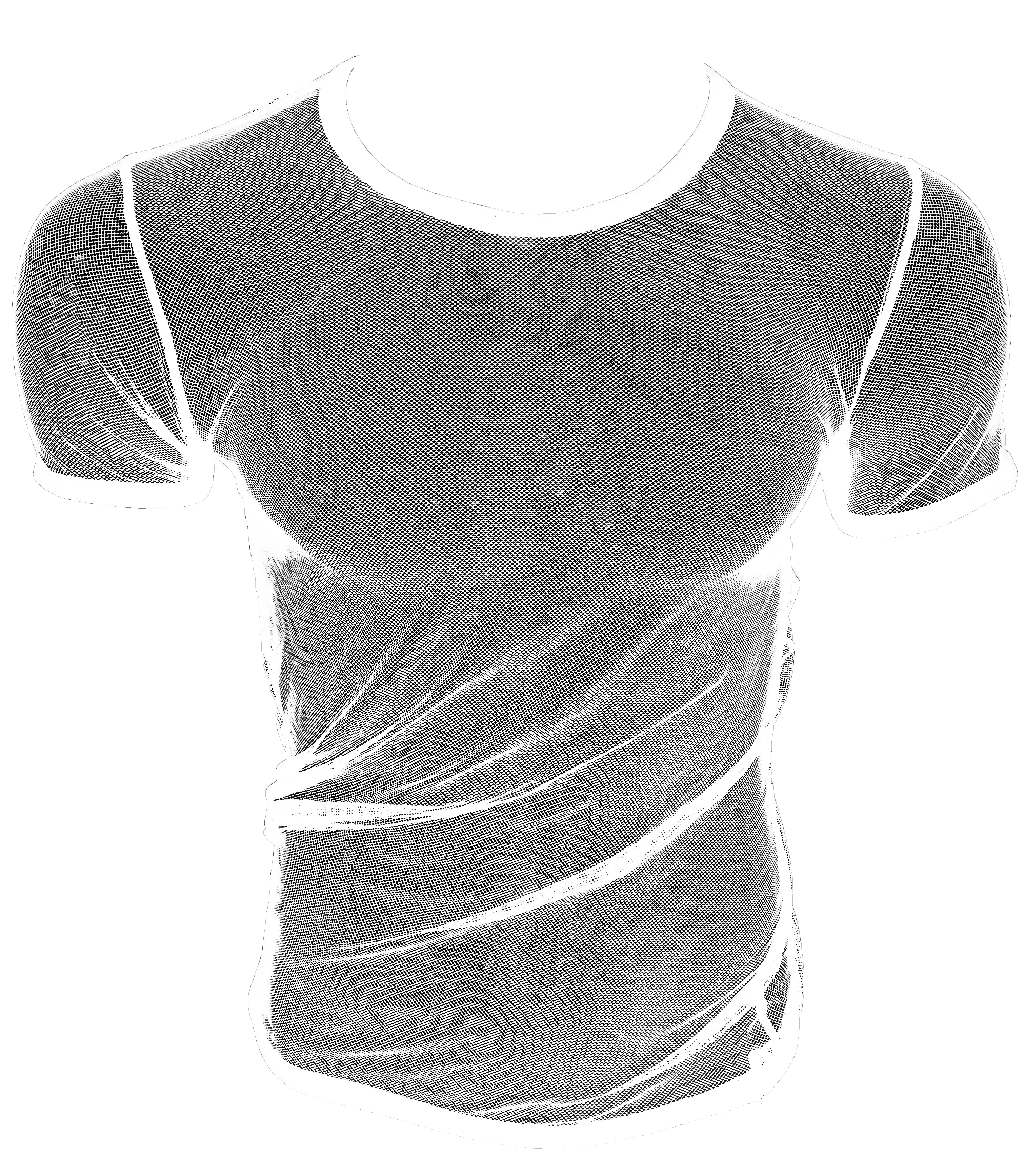 Tiny - Fine Mesh - Fishnet See Through Sexy Men's Tee T-shirt WHITE