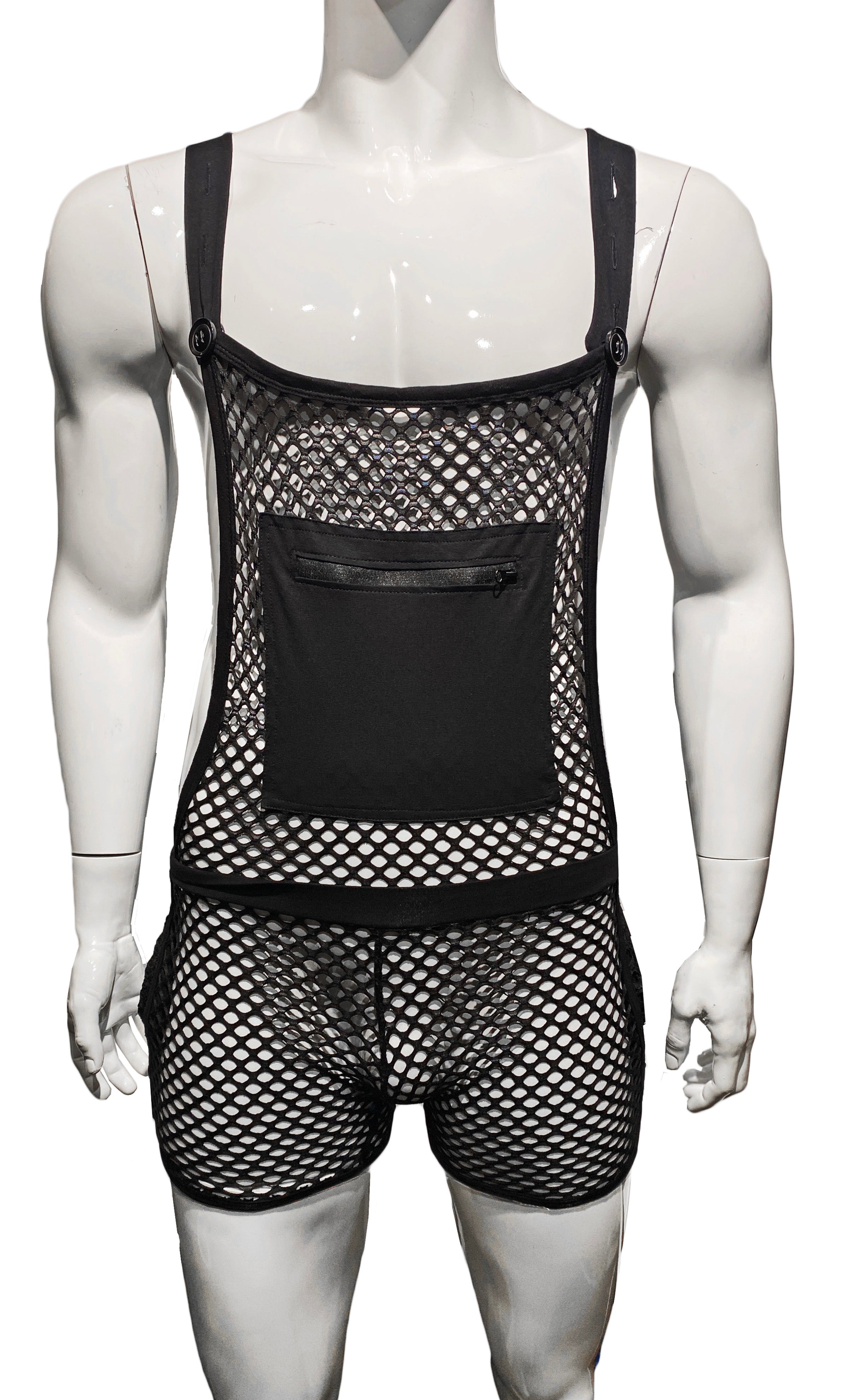 Black Fishnet Overalls
