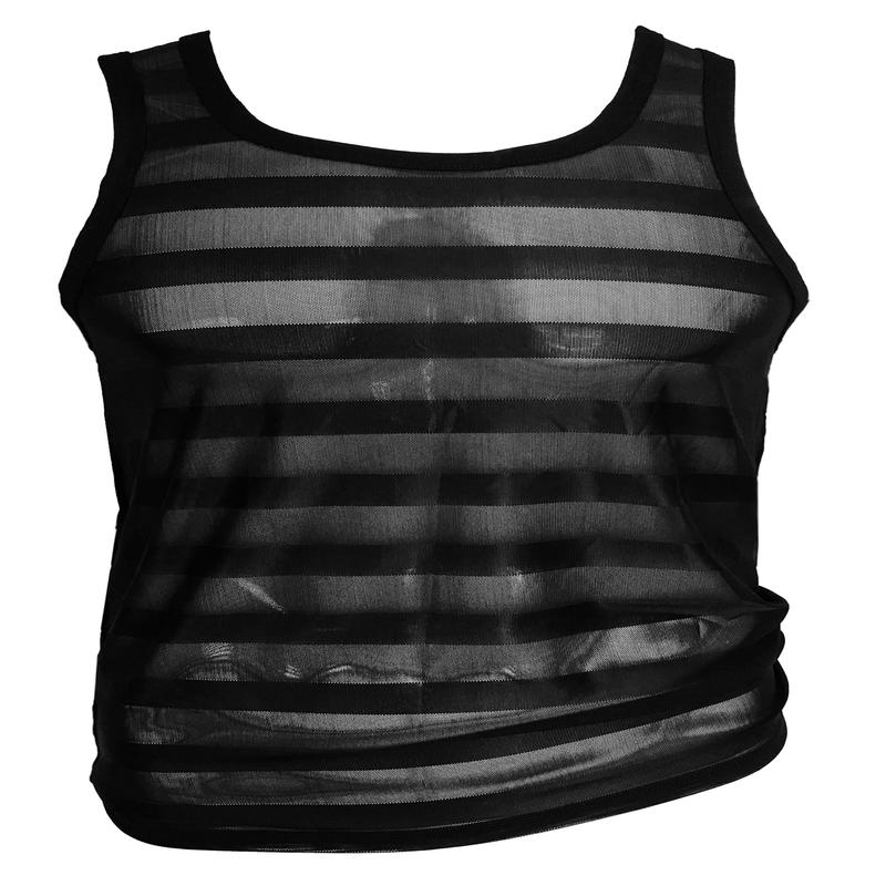 Black Stripes Mesh - Fishnet See Through Sexy Men's Tank