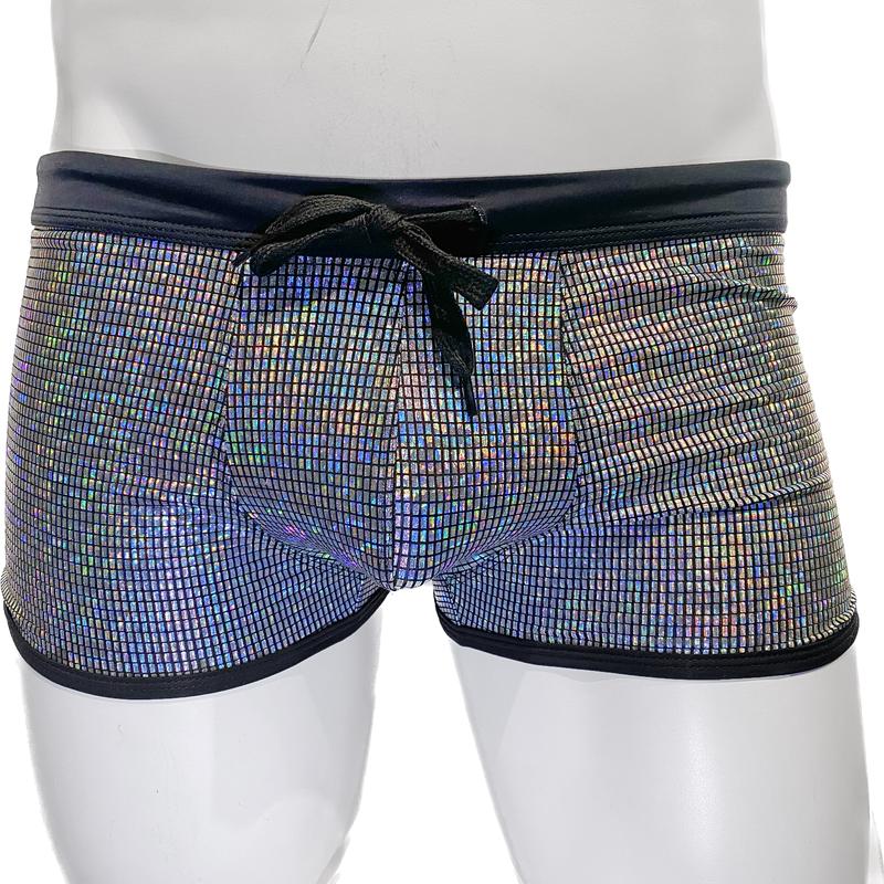 Disco Ball Booty Shorts - Silver black