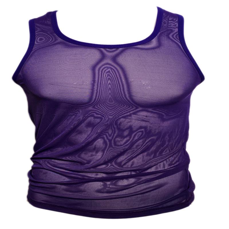 Fine Mesh - Fishnet See Through Sexy Men's Tank - PURPLE