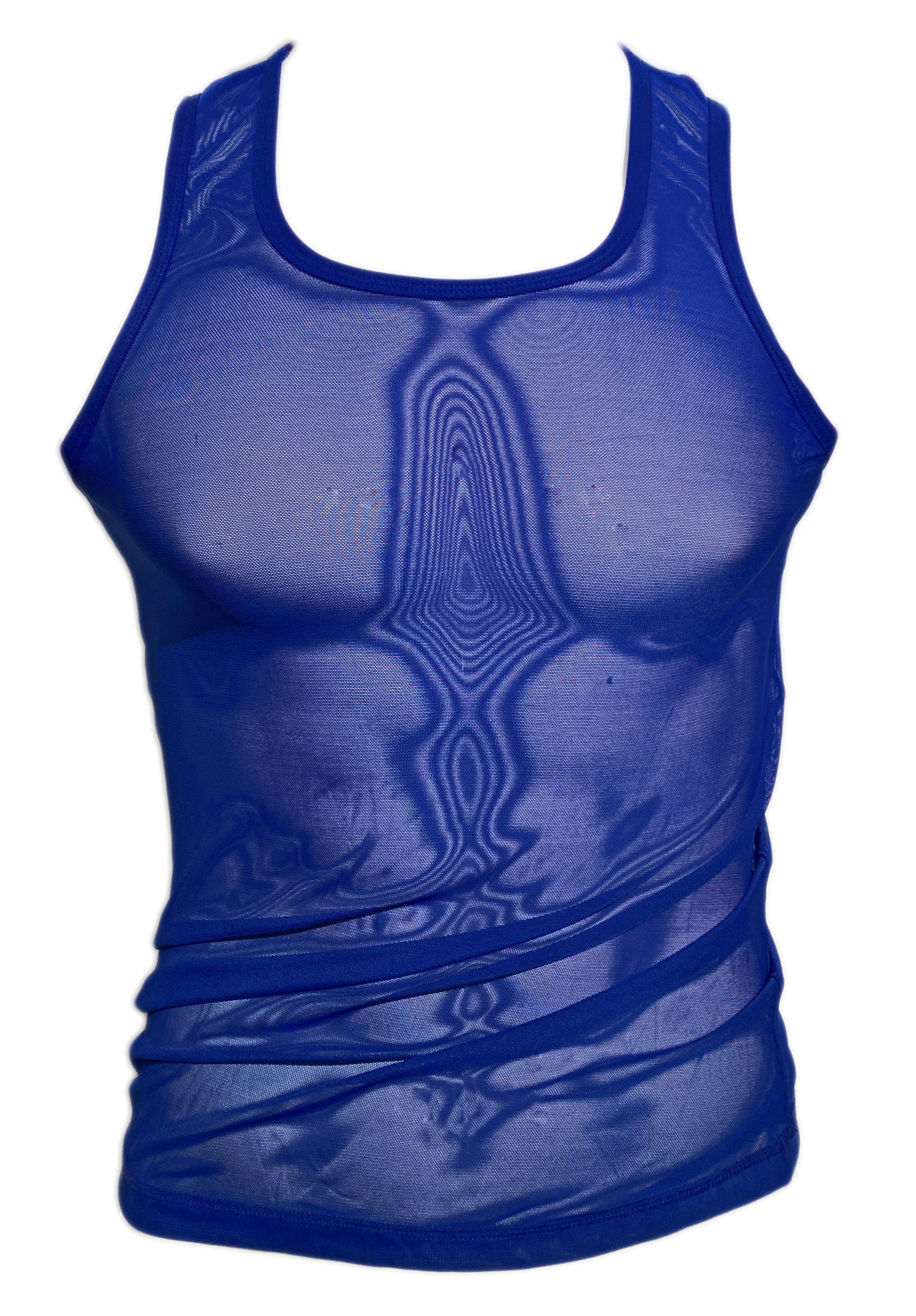 Fine Mesh - Fishnet See Through Sexy Men's Tank - ROYAL BLUE