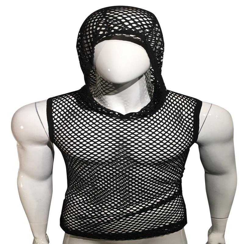 Fishnet Hooded Tank - Black