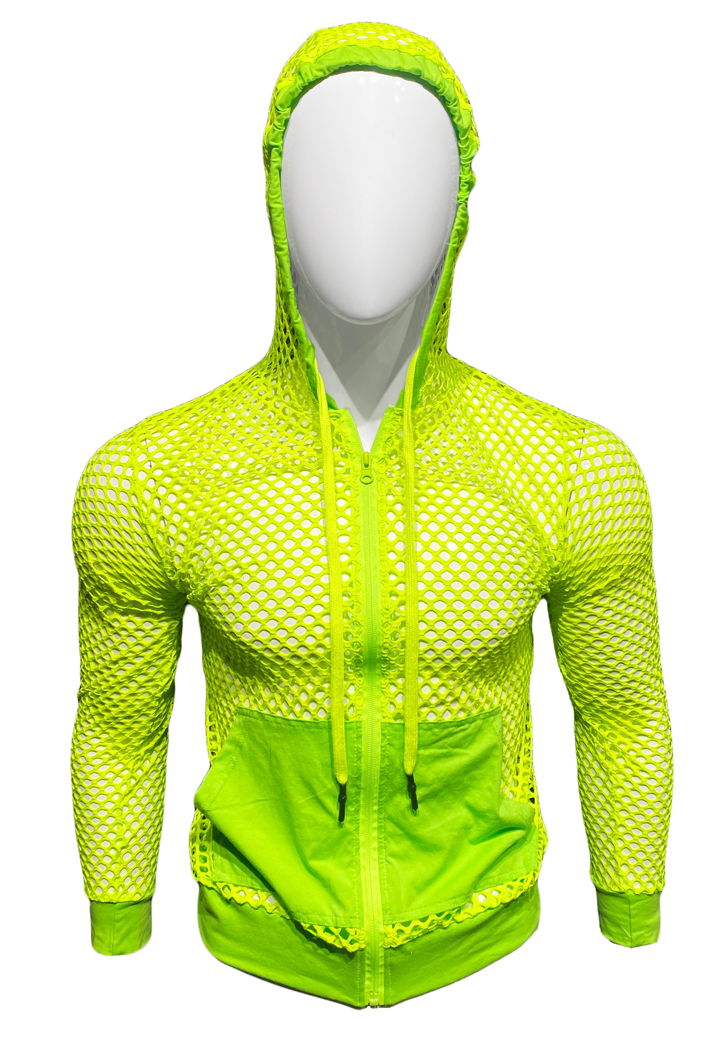 Fishnet Zip UP Hoodie - Neon Green