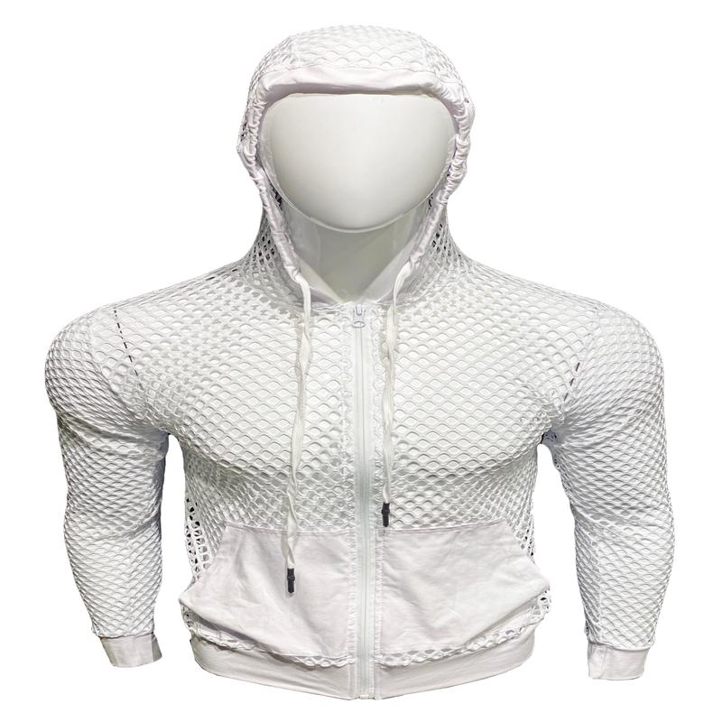 Fishnet Zip UP Hoodie - White