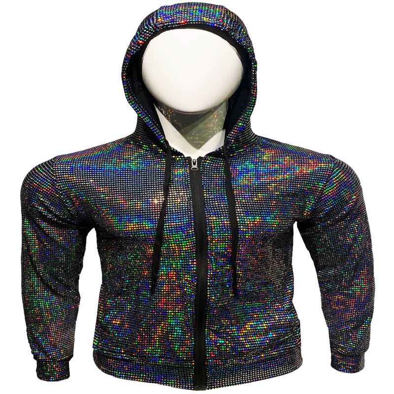 Flat Sequins Hoodie - BLACK HOLOGRAPHIC