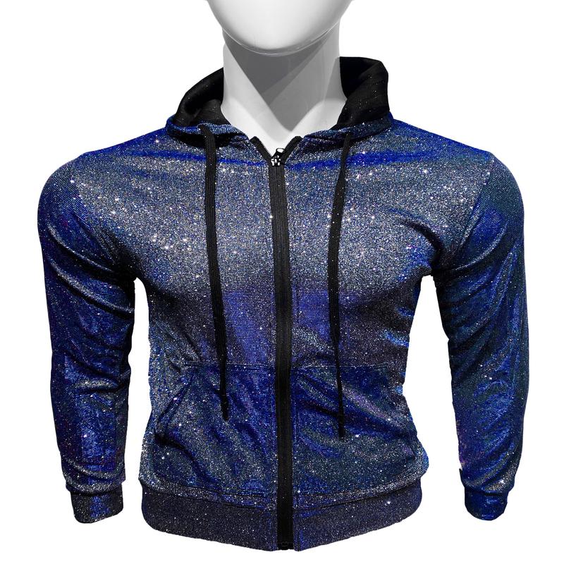 Glitter Zip UP Hoodie - Blue