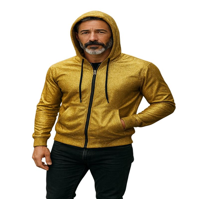 Glitter Zip UP Hoodie - Gold