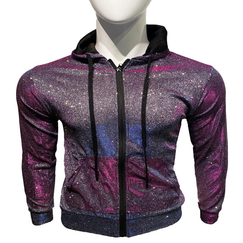 Glitter Zip UP Hoodie - Purple