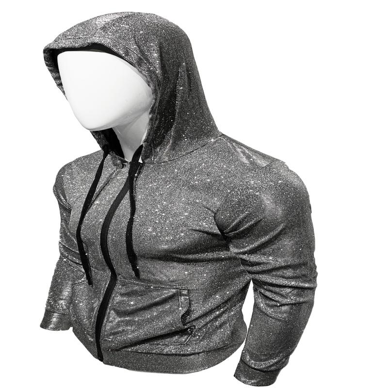 Glitter Zip UP Hoodie - Silver