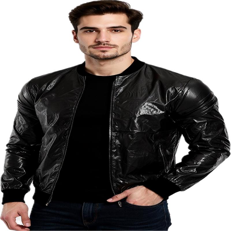 High Gloss Woven Jacket - BLACK SHINY