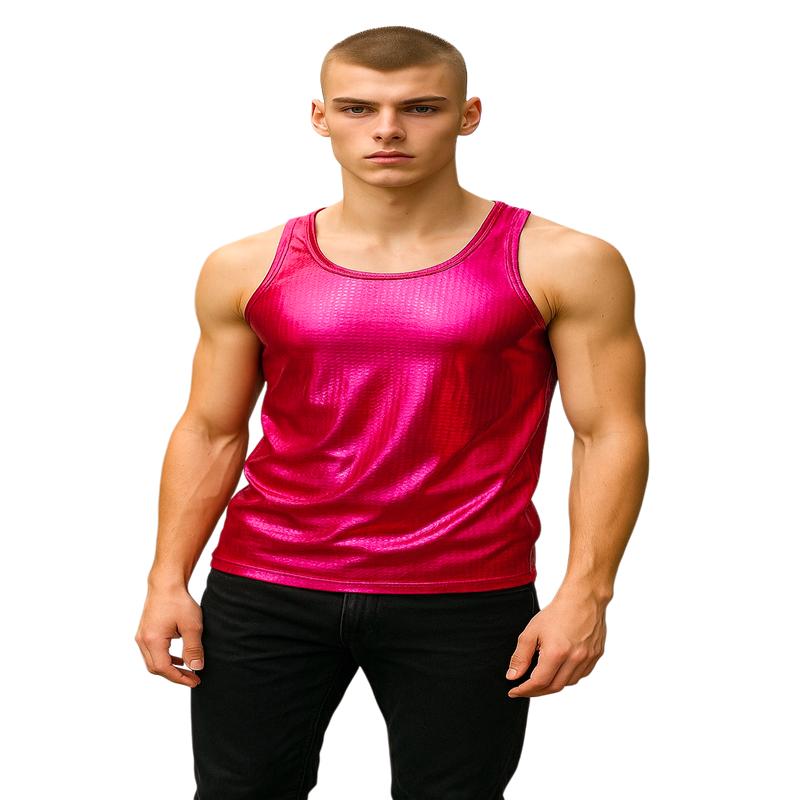 Metallic Disco Dots Tank - Hot Pink