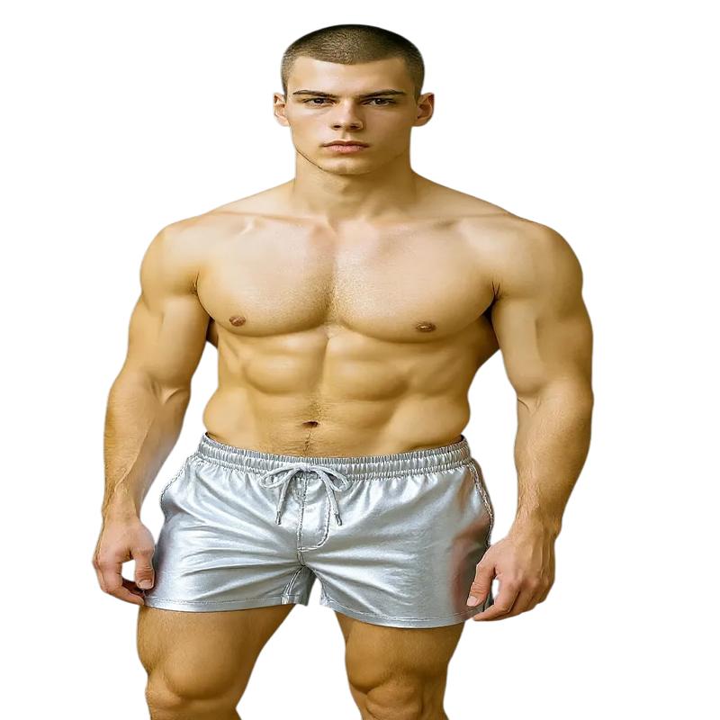 Metallic Faux Leather Shorts - Silver