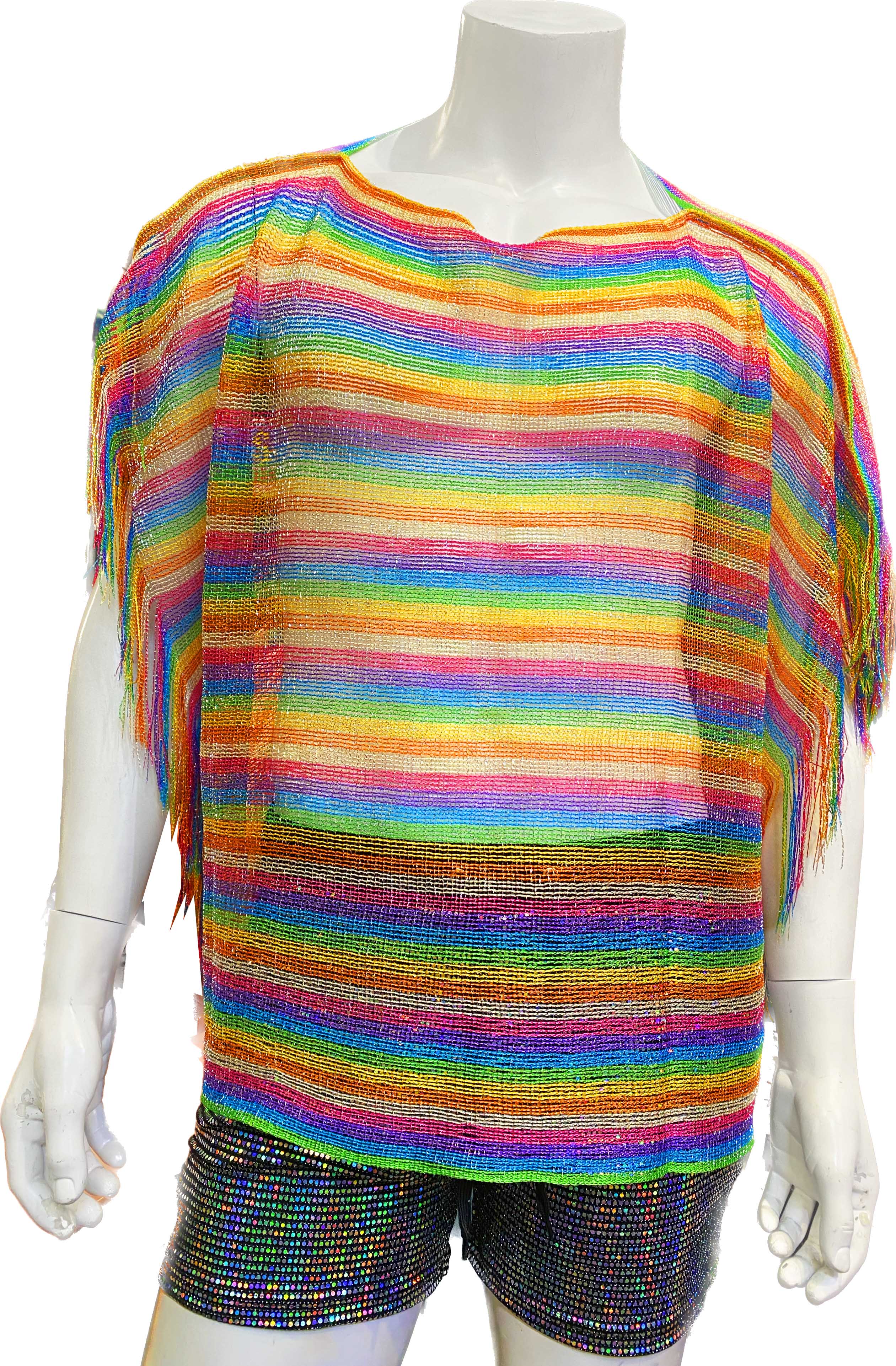 Pastel Rainbow Glitter Poncho - Short Caftan