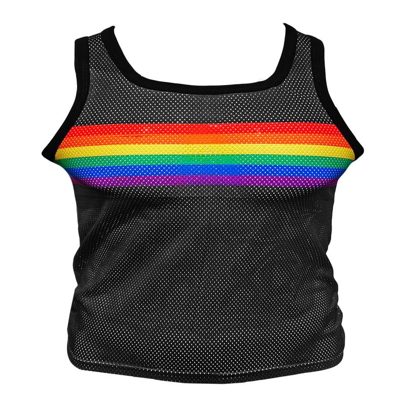 Pride Rainbow Chest Stripes Mesh Tank - Available in 2 COLORS!