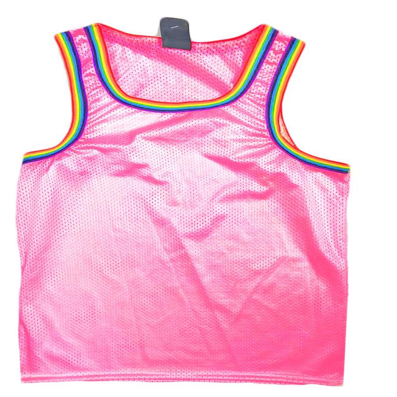 Rainbow Trim Tank - Pink Sports Mesh