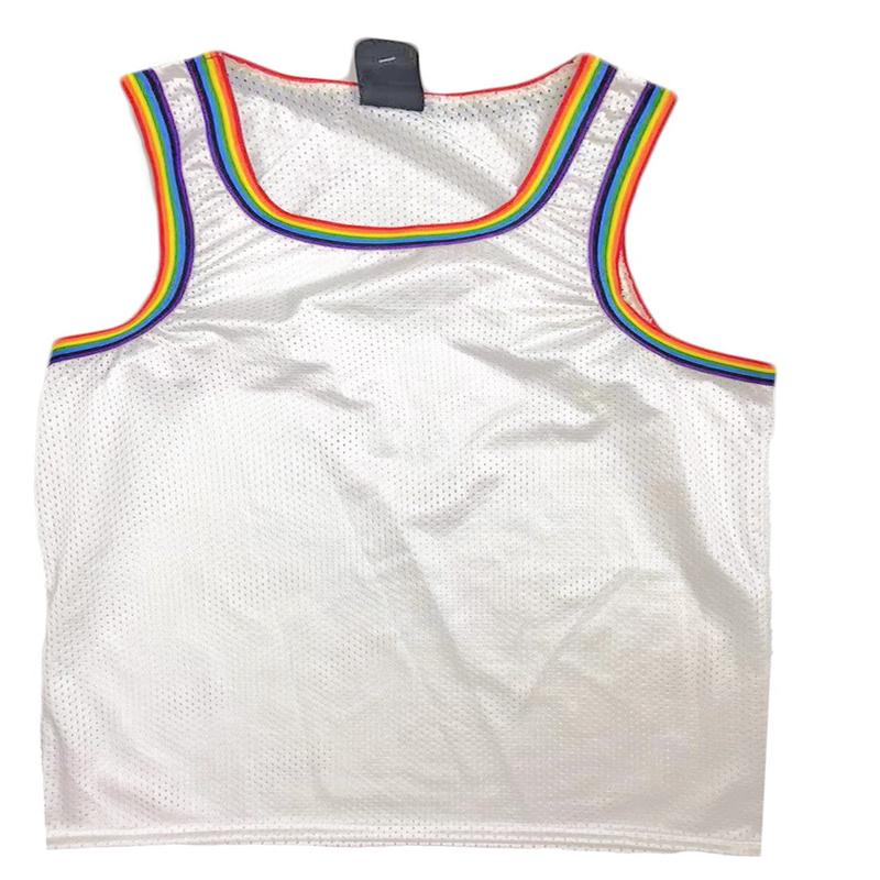 Rainbow Trim Tank - White Sports Mesh