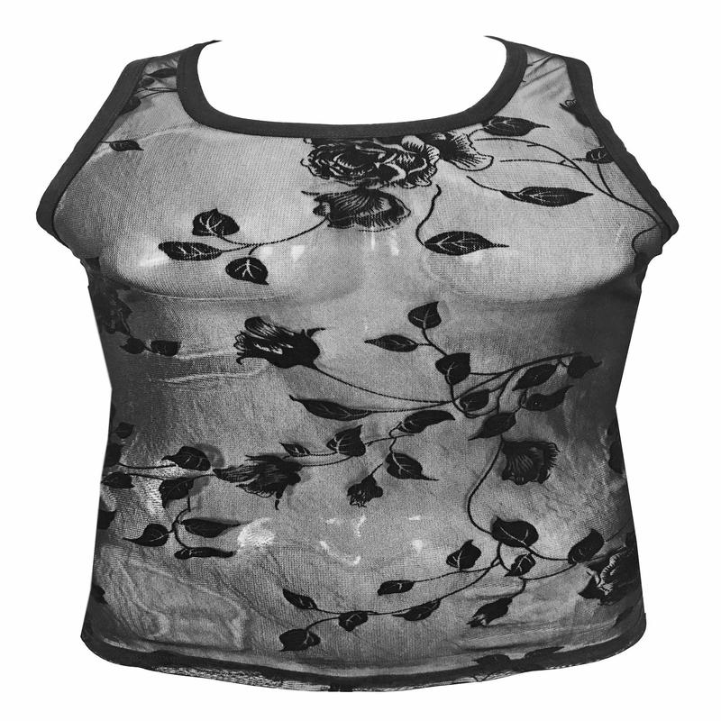 Rose Mesh Tank - Black