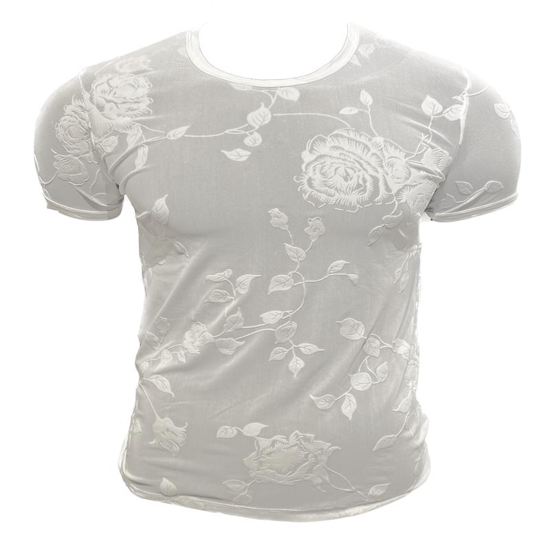 Rose Mesh Tee - White