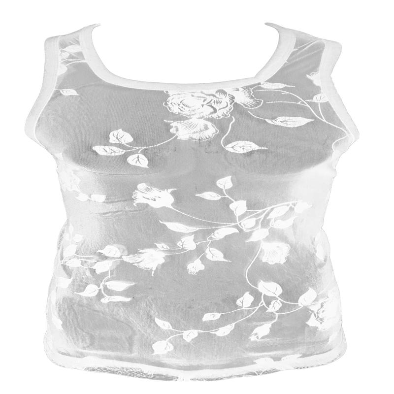 Roses Mesh Tank - White