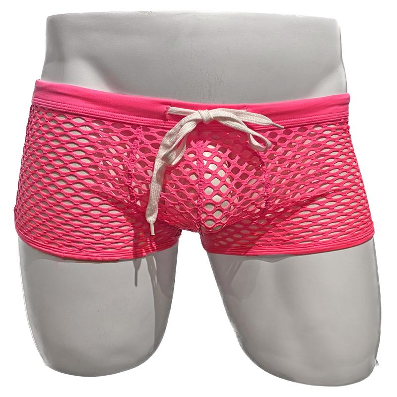 Fishnet Booty Shorts - Hot Pink