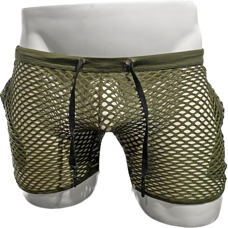 Fishnet Gym Shorts with side pockets - Army