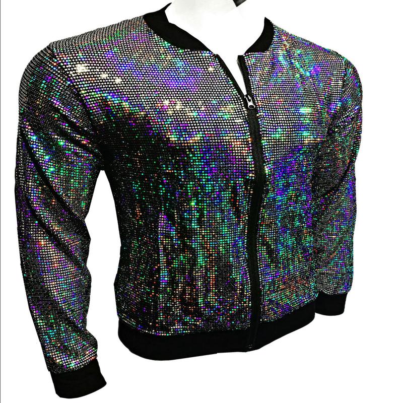 Flat Sequins Jacket - BLACK HOLOGRAPHIC