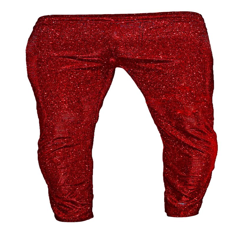 Glitter Elastic Pants - RED