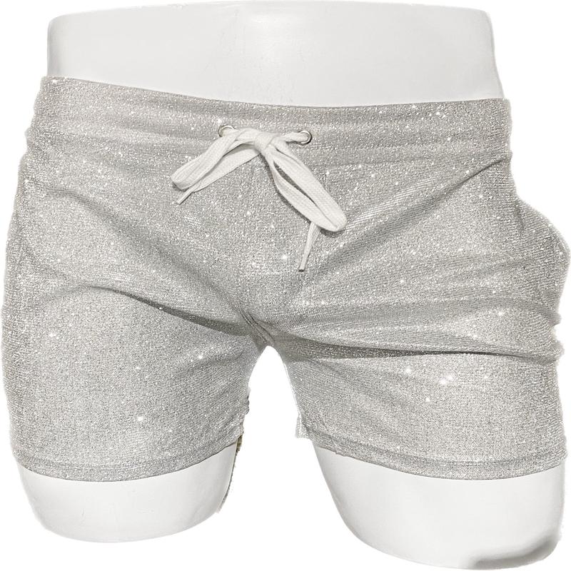 Glitter Shorts with Pockets - White Silver