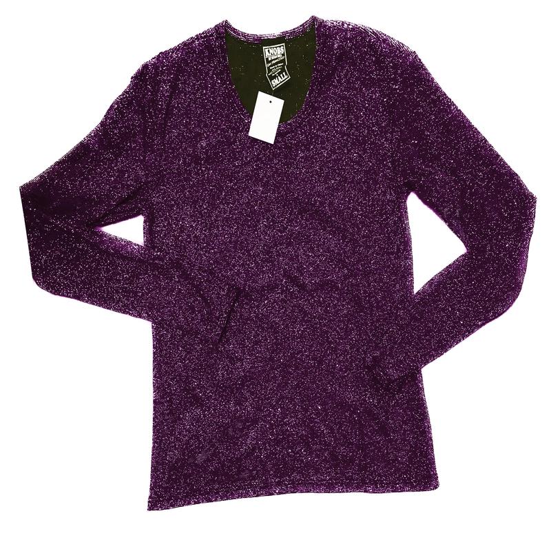 Long Sleeve Glitter T Shirts - Purple